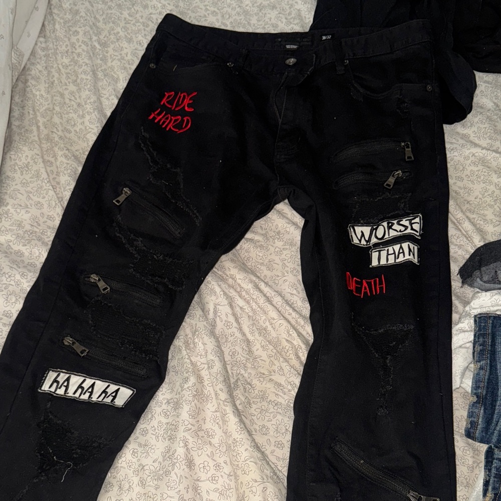 Black Graphic Men's Jeans